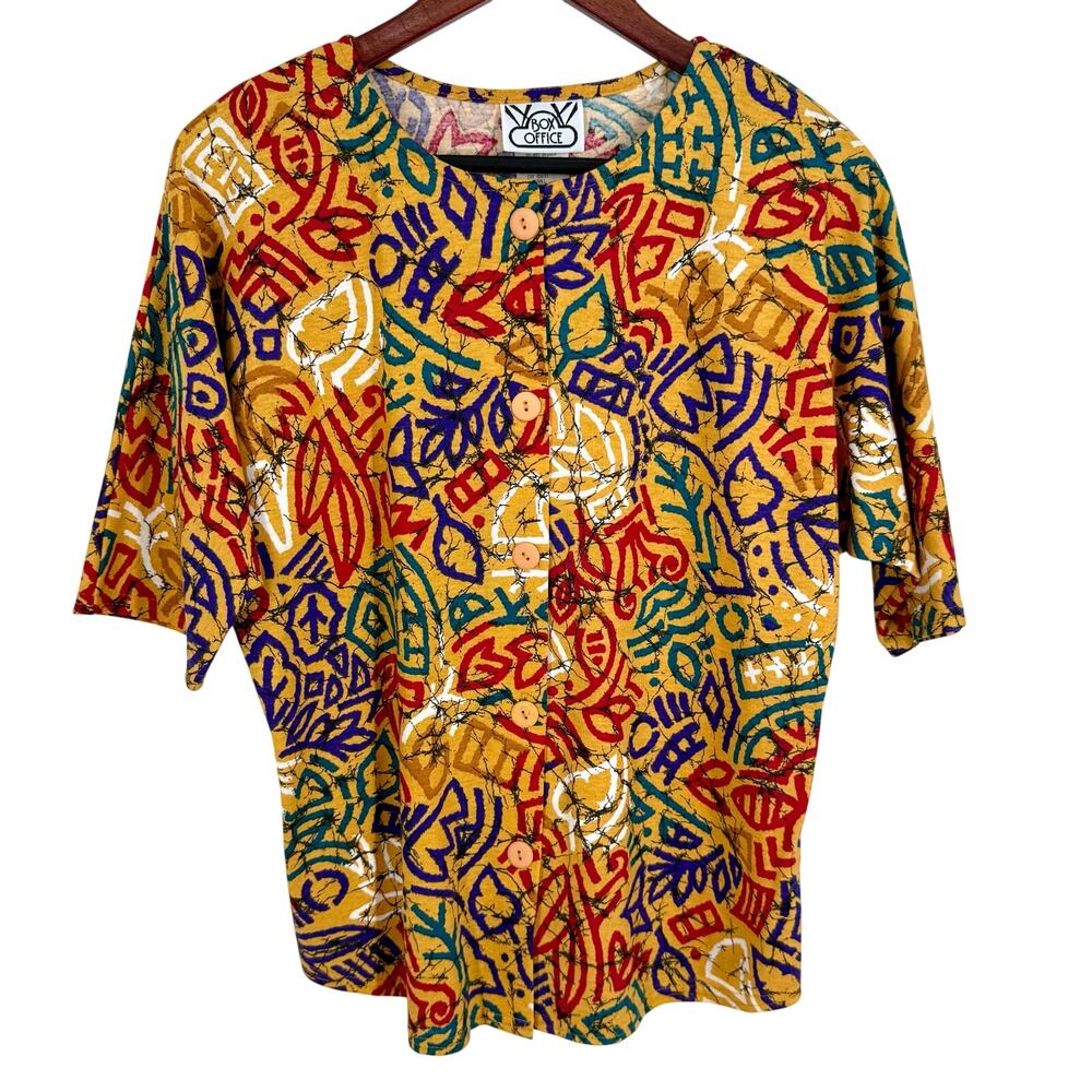 NEW NWOT Vintage 80s 90s Box Office Womens Sz Small Wearable Art Shirt Top